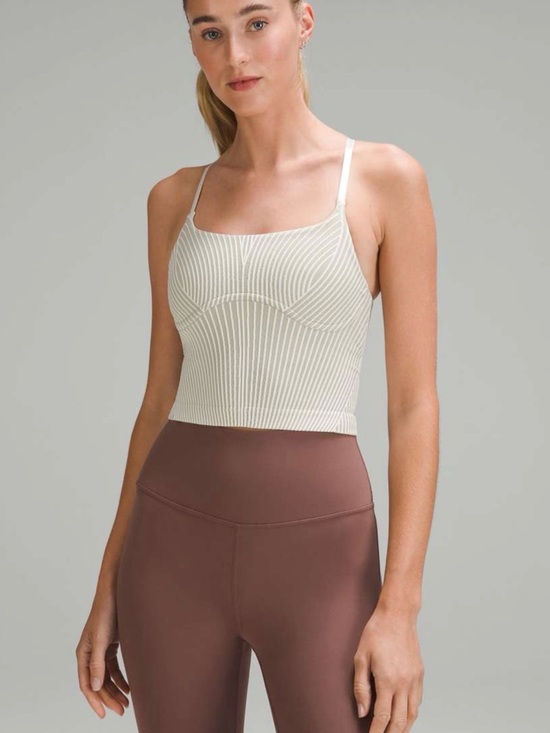 lululemon athletica Tops - Lululemon Strappy Seamless Yoga Shelf Tank Top in Bone/Raw Linen | Size 4